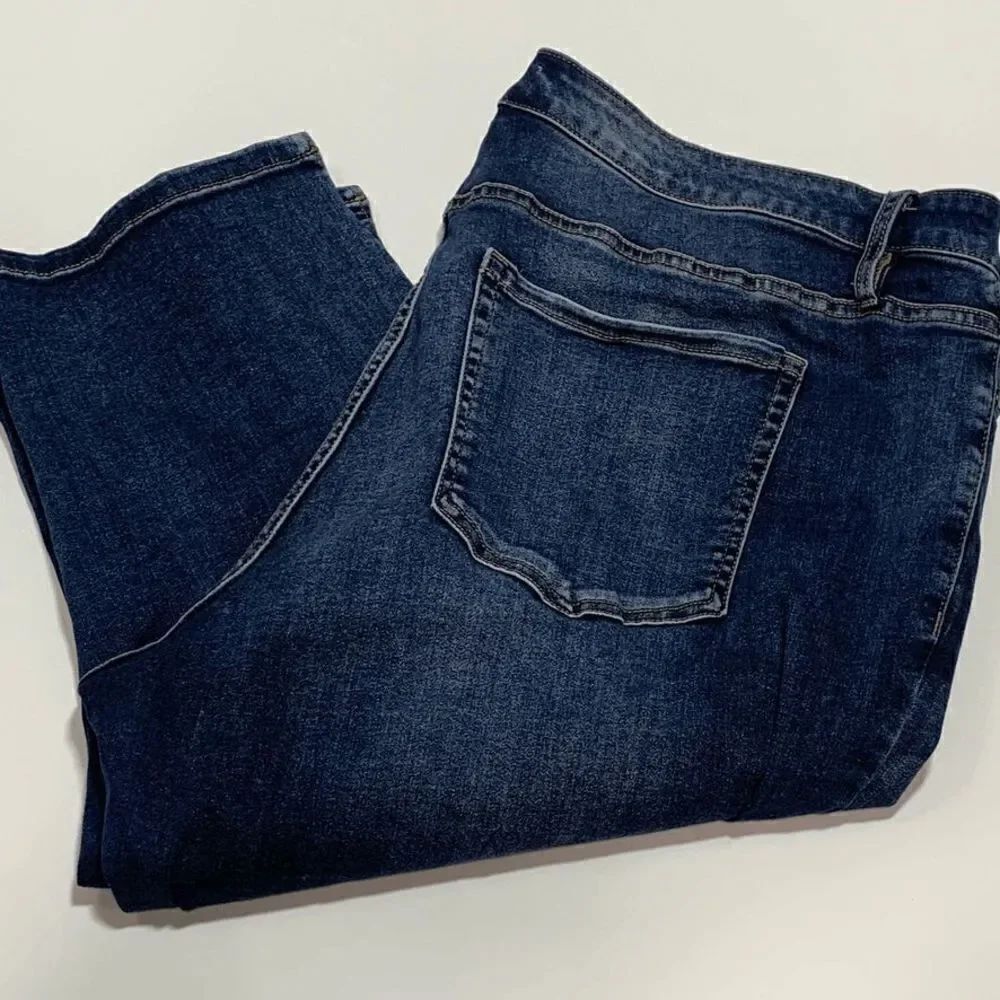 Lane Bryant Womens Pedal Jeans Signature Fit Skinny Capri Dark Blue Wash Size 24